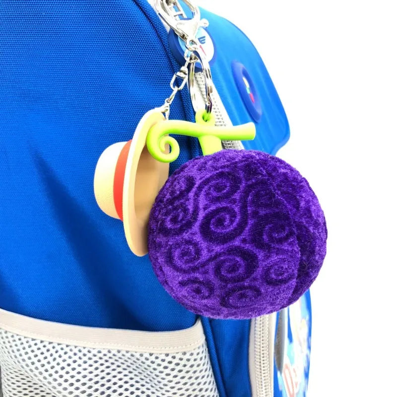 Straw Hat and Purple Fruit Keychain