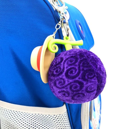 Straw Hat and Purple Fruit Keychain