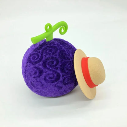 Straw Hat and Purple Fruit Keychain