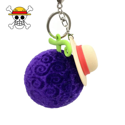 Straw Hat and Purple Fruit Keychain